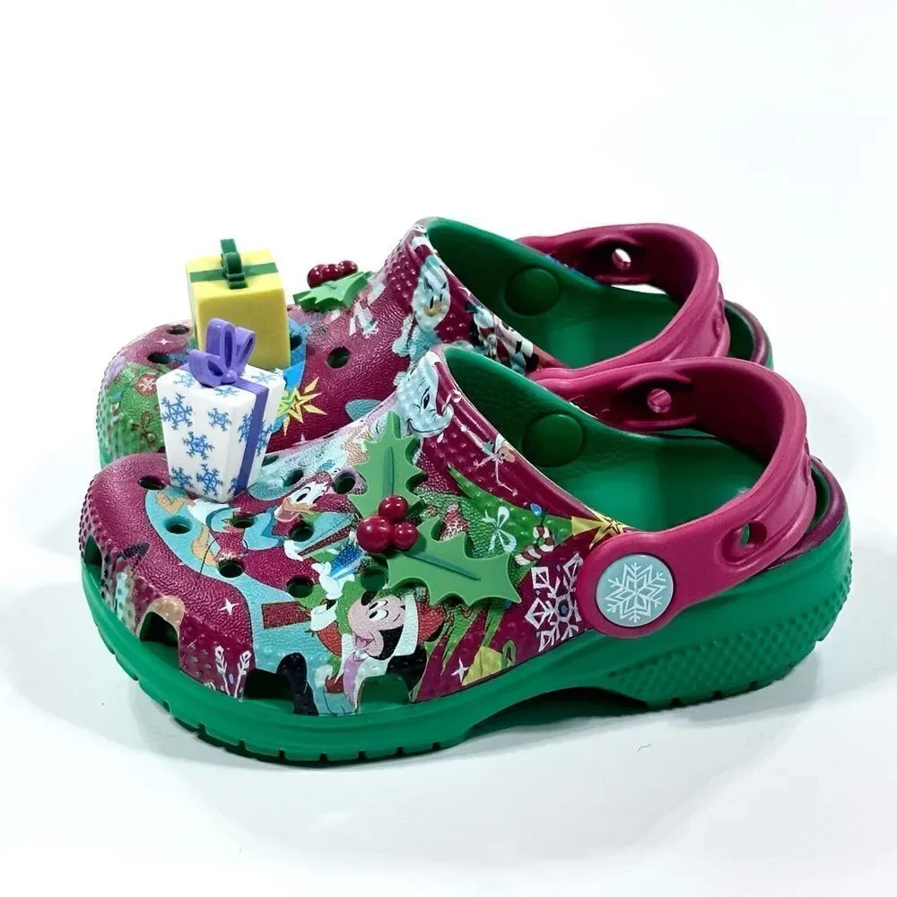 Crocs special edition Disney Parks holiday mules with attached present pegs 7